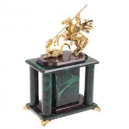 Часы &amp;quot;Георгий Победоносец&amp;quot; из шабровского змеевика 17х12х27 см