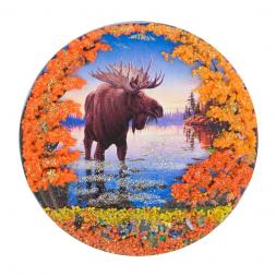 Магнит с рисунком "Лось на болоте" змеевик