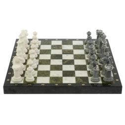 Шахматы &amp;quot;Стаунтон&amp;quot; доска 40х40 см мрамор / змеевик