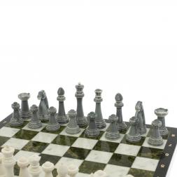 Шахматы &amp;quot;Стаунтон&amp;quot; доска 40х40 см мрамор / змеевик