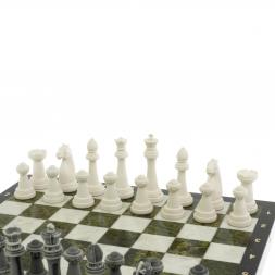 Шахматы &amp;quot;Стаунтон&amp;quot; доска 40х40 см мрамор / змеевик