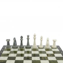 Шахматы &amp;quot;Стаунтон&amp;quot; доска 40х40 см мрамор / змеевик