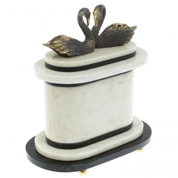 Часы &amp;quot;Пара лебедей&amp;quot; мрамор бронза 129549