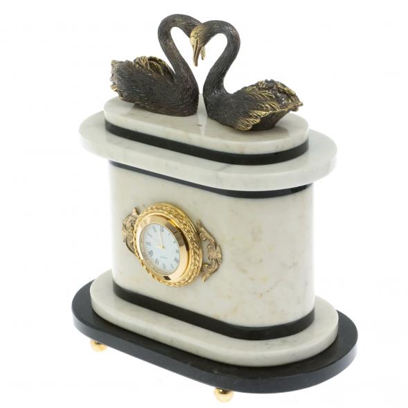 Часы &amp;quot;Пара лебедей&amp;quot; мрамор бронза 129549