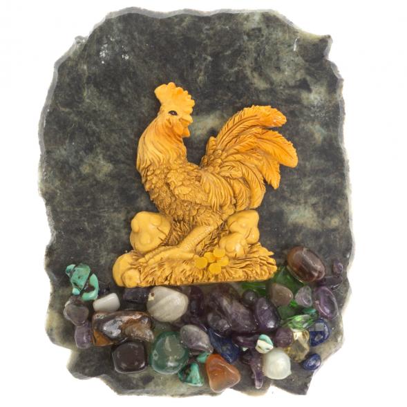 Магнит &amp;quot;Петух&amp;quot; в ассортименте камень змеевик 129815
