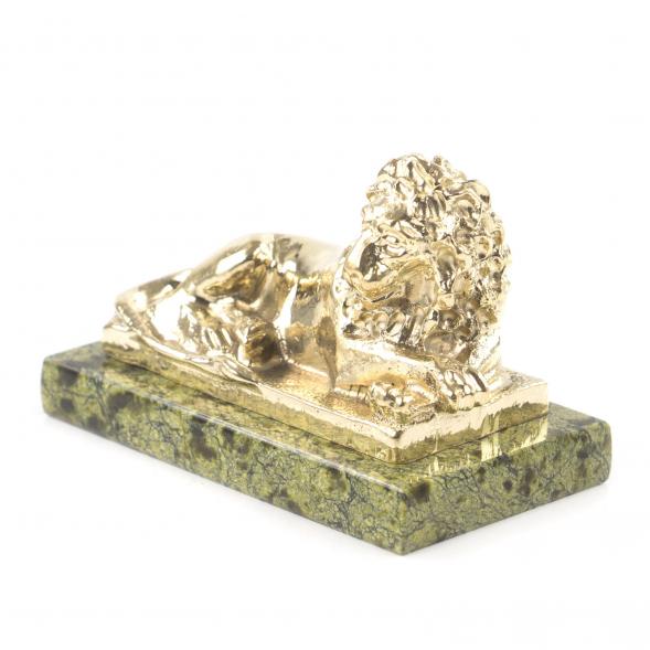 Декоративная фигурка из бронзы &amp;quot;Лев лежащий&amp;quot; на подставке из змеевика 121828