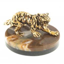 Фигурка "Рычащий тигр" камень офиокальцит коричневый