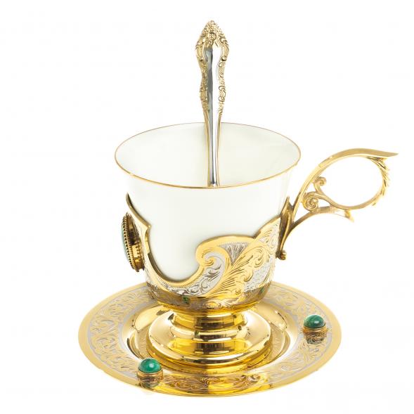 Кофейная пара &amp;quot;Малахитовая&amp;quot; 200 мл Златоуст 123793