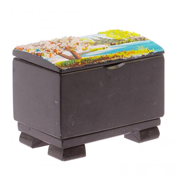 Шкатулка &amp;quot;Сундучок&amp;quot; черный змеевик весна 11,5х8х9 см 125441