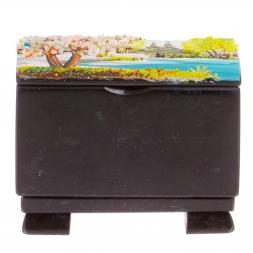 Шкатулка &amp;quot;Сундучок&amp;quot; черный змеевик весна 11,5х8х9 см