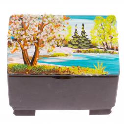 Шкатулка &amp;quot;Сундучок&amp;quot; черный змеевик весна 11,5х8х9 см