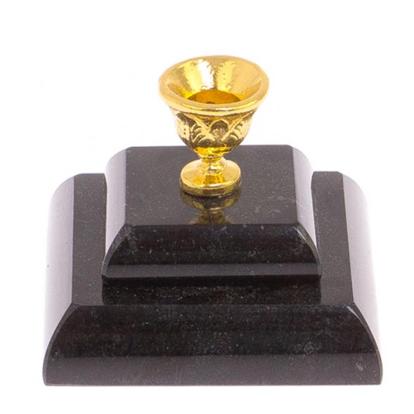 Подсвечник церковный двойной из черного змеевика (d10) 126114