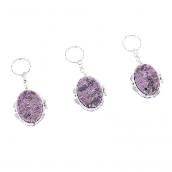 Складное зеркало брелок чароит овальное 126652