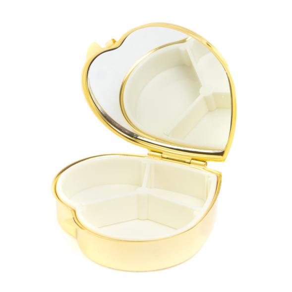 Таблетница &amp;quot;Сердце&amp;quot; на 3 отделения камень пегматит цвет золото 127353