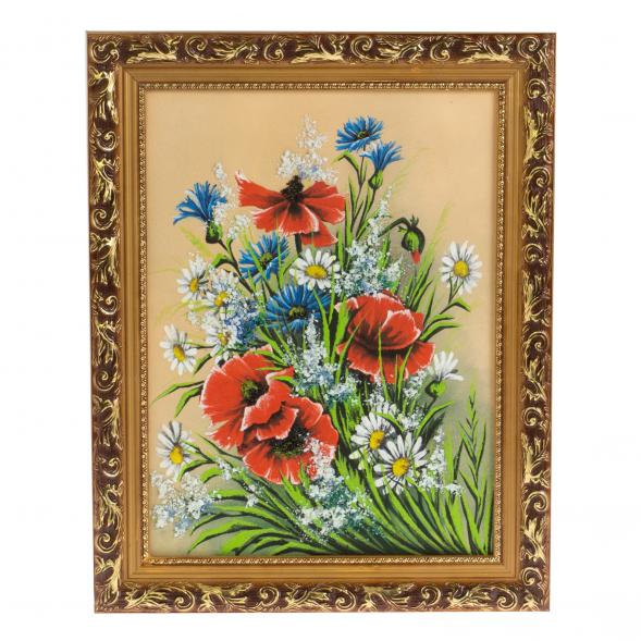 Картина из каменной крошки &amp;quot;Полевые цветы&amp;quot; багет 30х40 см зеленый фон 127431