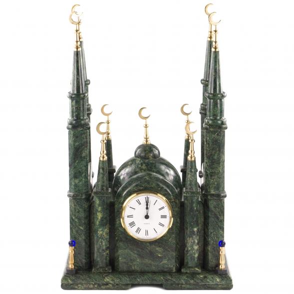 Часы &amp;quot;Мечеть&amp;quot; из камня змеевик большие 120170