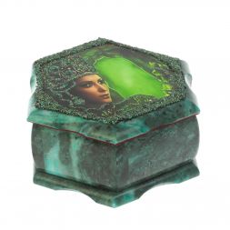 Каменная шкатулка &amp;quot;Хозяйка медной горы&amp;quot; змеевик 14х12,5х7 см