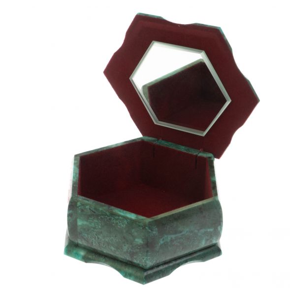 Каменная шкатулка &amp;quot;Хозяйка медной горы&amp;quot; змеевик 14х12,5х7 см 128897