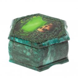 Каменная шкатулка &amp;quot;Хозяйка медной горы&amp;quot; змеевик 14х12,5х7 см