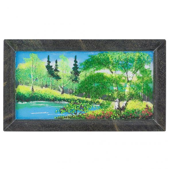 Картина из камня &amp;quot;Летний пейзаж&amp;quot; рамка змеевик 23х13 см 120633