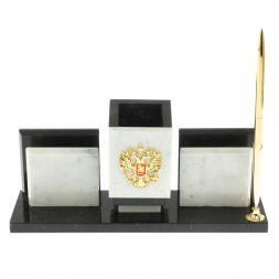Мини-набор &amp;quot;Менеджер&amp;quot; из мрамора с гербом РФ