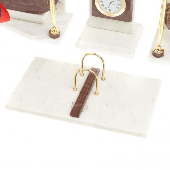 Письменный прибор мрамор лемезит с гербом и флагом России 123705