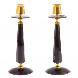 Подсвечники "Грани" из черного обсидиана (пара)