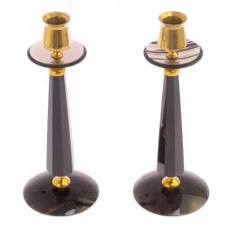 Подсвечники "Грани" из черного обсидиана (пара)