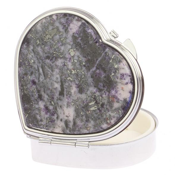 Таблетница &amp;quot;Сердце&amp;quot; на 3 отделения камень гетчеллит цвет серебро 126268