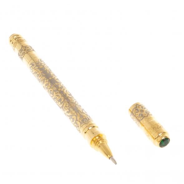 Подарочная шариковая ручка с зеленым фианитом Златоуст 126877