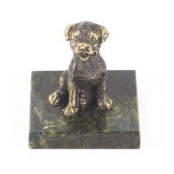 Статуэтка "Собачка средняя №6" из бронзы и змеевика