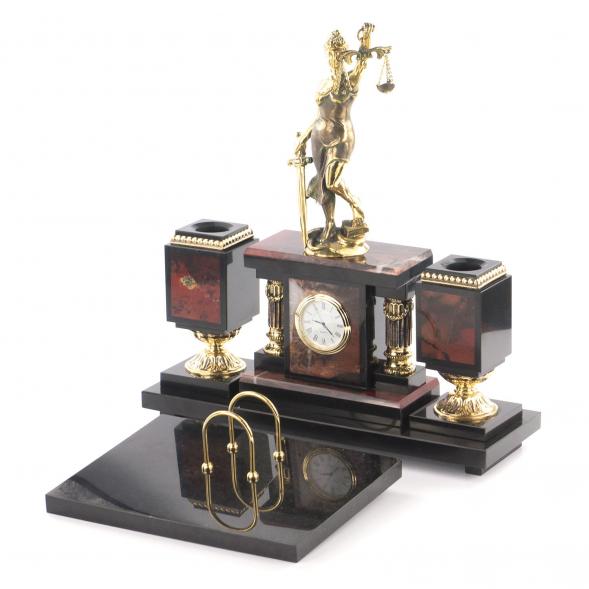 Настольный набор &amp;quot;Фемида&amp;quot; из яшмы и бронзы 119402