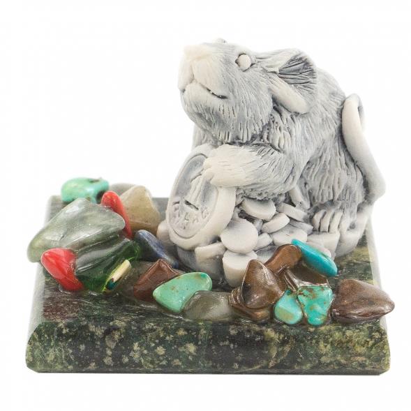 Сувенир &amp;quot;Крыса с рублем&amp;quot; из мрамолита 120263