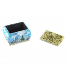 Шкатулка с рисунком "Зима" змеевик 10х7,5х9 см