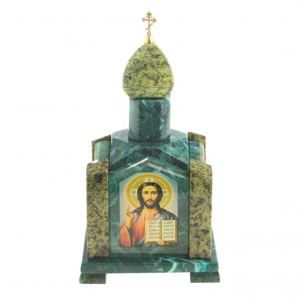 Шкатулка &amp;quot;Часовня&amp;quot; камень змеевик 14х14х24 см 122796