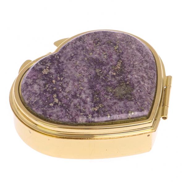 Таблетница &amp;quot;Сердце&amp;quot; на 3 отделения камень флюорит цвет золото 125750