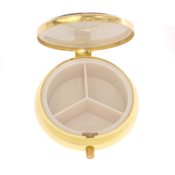 Таблетница на 3 отделения камень актинолит цвет золото 125906