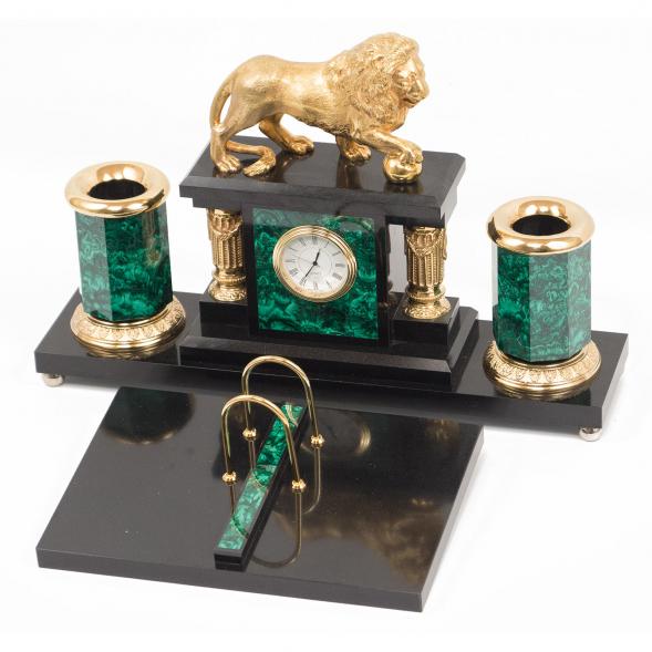 Настольный набор из малахита &amp;quot;Лев&amp;quot; 117484