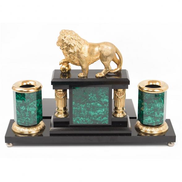Настольный набор из малахита &amp;quot;Лев&amp;quot; 117484