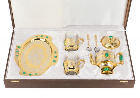 Чайный набор &amp;quot;Малахитовый&amp;quot; в подарочной коробке Златоуст 117866