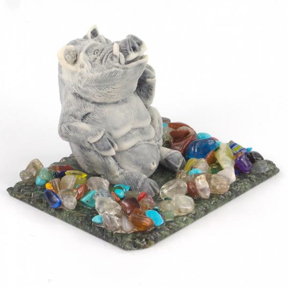 Сувенир &amp;quot;Кабан сидит&amp;quot; из мрамолита 119348