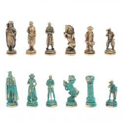 Шахматы &amp;quot;Рыцари&amp;quot; фигуры бронза / патина 28х28 см из мрамора