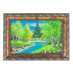 Картина "Летний пейзаж" рамка багет 10х15 см, каменная крошка