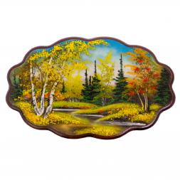 Панно с рисунком из камня &amp;quot;Осенний пейзаж&amp;quot; 45х29 см
