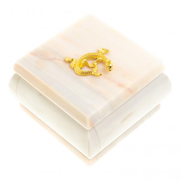 Шкатулка из мрамора газган с ящерицей 8,5х8,5х6 см 123706