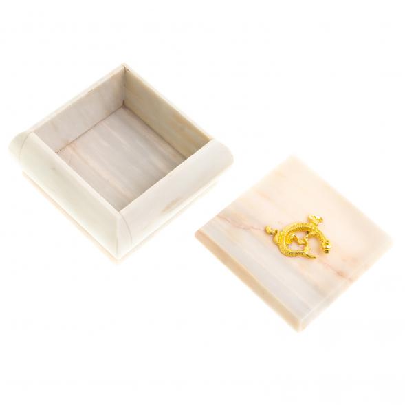 Шкатулка из мрамора газган с ящерицей 8,5х8,5х6 см 123706