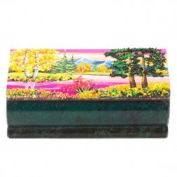 Шкатулка с рисунком "Осень" 14х7х5 см камень змеевик
