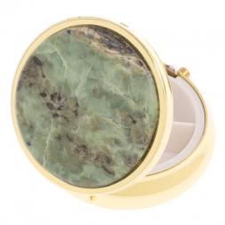 Таблетница на 3 отделения из камня офит цвет золото