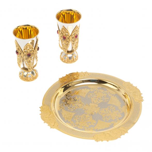 Водочный набор &amp;quot;Царский&amp;quot; 2 рюмки на подносе 80 мл Златоуст 127035