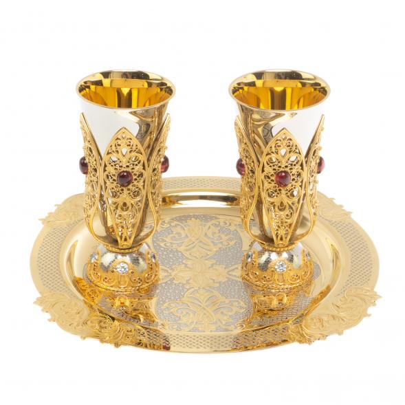 Водочный набор &amp;quot;Царский&amp;quot; 2 рюмки на подносе 80 мл Златоуст 127035